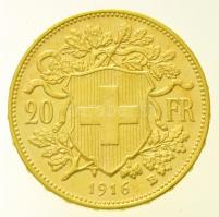 Svájc 1916B 20Fr Au "Helvetia" (6,43g/0.900) T:1- apró k.  
Switzerland 1916B 20 Francs A...