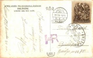 1938 Losonc, Lucenec; bevonulás / entry of the Hungarian troops + Losonc visszatért So. Stpl. (EK)