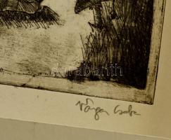 Varga Csaba (1945-2012): Különös utazás. Rézkarc, papír, jelzett, paszpartuban, 22,5x17 cm