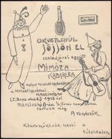 1913 Budapest I. Krisztinavárosi Mimóza kabaré. Kézzel sokszorosított meghívó.