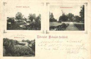 Bikszád-fürdő, Baile Bixad; Orient szálloda, park, Móricz-lak. Czettel és Deutsch kiadása / hotel, park, villa. Art Nouveau (EB)