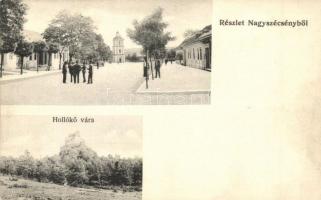 Szécsény, Nagyszécsény (Nógrád); Hollókő vára, utcakép a tűzoltótoronnyal (EK)