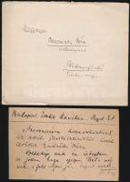 Endrődi Béla (1886-1956): író, újságíró, saját kézzel írt levele, valamint rajzos levelezőlapja kisj...