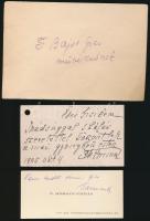 Márkus Emilia (1860-1949) színésznő saját kézzel írt sorai Bajor Gizi (1893-1951) színművésznőnek, mellette az ápolója kísérő szövegével
