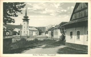 Mecenzéf, Metzenzéf, Medzev; utca templommal / street view with church