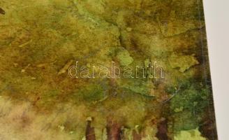 Sostarics Lajos (1896-1968): Városliget  busszal. Akvarell, papír, jelzett,15×20 cm