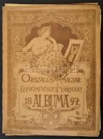 1897 Országos Magyar Képzőművészeti Társulat Albuma 1897, benne 14 nyomattal, rossz állapotban, kopott, foltos, hullámos borítóval, foltos lapokkal.