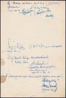 1957 Szojka Ferenc, az Aranycsapat labdarúgójának sajátkezű aláírása emléklapon