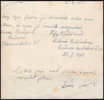 1961-1978 Bessenyei Ferenc színművész ls Erőss Anna rádióbemondó sajátkezű írása és aláírása emlékla...