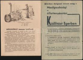 19521963 Vegyes röplap és ismertető prospektus tétel: Eger, mezőgazdasági kiállítás; Mentsd meg szőlőtermésedet a peronoszpórától; Mészkénlé; A szőlő vegyszeres védelme