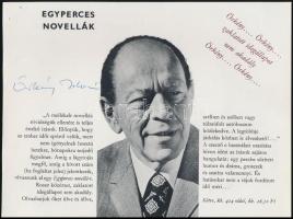 Örkény István (1912-1979) író saját kezű aláírása az Egyperces novellák reklám brossuráján