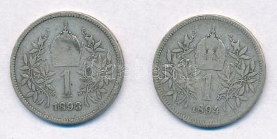 Ausztria 1893-1894. 1K Ag "Ferenc József" (2xklf) T:2-,3
Austria 1893-1894. 1 Corona Ag &...