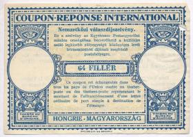 DN 64f Nemzetközi válaszdíjszelvény pecsét nélkül T:III ly. Hungary ND 64 Fillér International Reply Coupon without stamp C:F hole