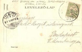 1905 Zombor, Sombor; Schweidel József szobra koszorúkkal / wreathed statue shortly after its inaugur...