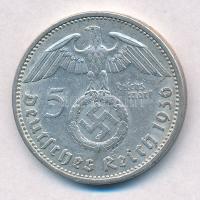Német Harmadik Birodalom 1936A 5M Ag "Hindenburg" T:2 German Third Reich 1936A 5 Mark Ag &...