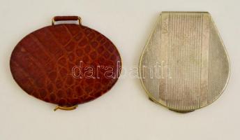 2 db púderes doboz, bőr, illetve alpakka