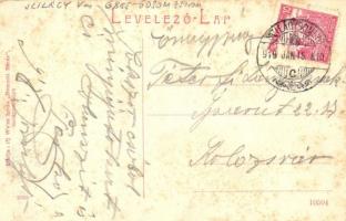 Szilágysomlyó, Simleu Silvaniei; Piac tér árusokkal, Schupiter János, Nagy Sándor és Verecz üzlete. ...