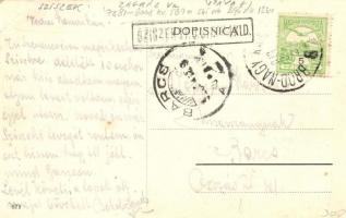 Sziszek, Sisak; Ladjarska ulica / Ladja utca, vasútállomás az utca végén, Speljak vendéglője / stree...