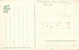 Sztrecsnó, Sztrecsény, Strecno (Tátra); Vár romladék a Vágnál, part menti házak. Feitzinger Ede No. ...
