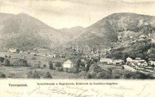 Verespatak, Goldbach, Rosia Montana; Aranybányák a Nagykirnik, Kiskirnik és Csetátye hegyben / gold mines in the mountains (EK)
