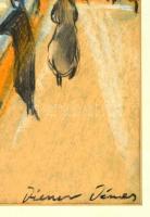 Diener jelzéssel: Szajna part. Pasztell, papír, üvegezett keretben, 39×49 cm