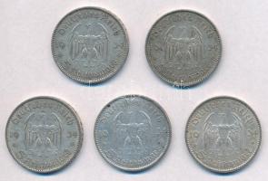 Német Harmadik Birodalom 1934A 5M Ag "Náci hatalom első évfordulója" (5x) T:2,2-
German T...