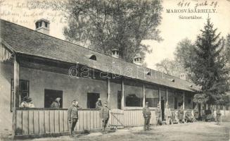 Marosvásárhely, Targu Mures; Sátortábor katonákkal. Porjes S. Sándor kiadása / military barrack with soldiers