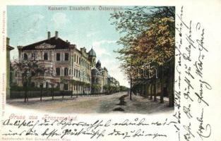 Frantiskovy Lazne, Franzensbad; Kaiserin Elisabeth v. Österreich / street view with synagogue. Judaica