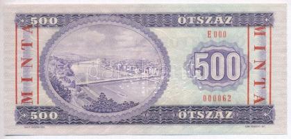 1980. 500Ft "E 000 - 000062" sorozat és sorszámmal, piros "MINTA" felülnyomással...