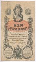 1858. 1G vízjeles papíron T:III- szakadás Austrian Empire 1858. 1 Gulden on watermarked paper C:VG tear Adamo G87