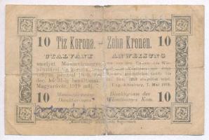 Magyaróvár / Mosonvármegye Direktóriuma 1919.05.07. 10K hátoldalán bélyegzés T:IV