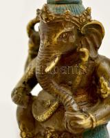 Ganésa, festett bronz szobor, kopásokkal, m: 12,5 cm