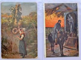 64 db RÉGI első és második világháborús katonai képeslap fotókkal és bélyegzésekkel albumban. Érdeke...