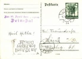 1938 Ein Volk, ein Reich, ein Führer! / Adolf Hitler, NS propaganda, map of Germany "Am 10. Apr...