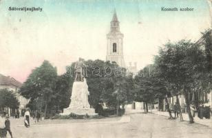 Sátoraljaújhely, Kossuth Lajos szobor, templom. Ifj. Deutsch Mór kiadása (Rb)