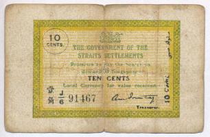 Straits Settlements 1917-1920. 10c T:III-,IV Straits Settlements 1917-1920. 10 Cents C:VG,G