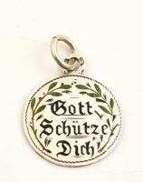 Ezüst(Ag) medál "Gott schütze Dich" felirattal, jelzett, d: 1,9 cm, bruttó: 2,2 g