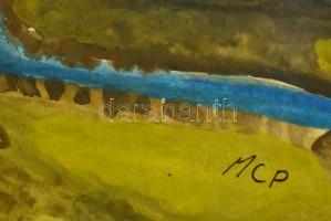 MCP jelzéssel: Sziklás vidék. Akvarell, papír, üvegezett keretben, 29×39 cm