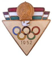 1952. zománcozott Olimpiai jelvény, Rákosi-címerrel (32x35mm) T:1- / Hungary 1952. enamelled Olympic badge with Rákosi coat of arms (32x35mm) C:AU