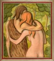 Hajdú Béla (?-?): Szerelmespár. Pasztell, papír, jelzett, üvegezett keretben, 70×60 cm