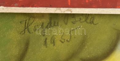 Hajdú Béla (?-?): Szerelmespár. Pasztell, papír, jelzett, üvegezett keretben, 70×60 cm