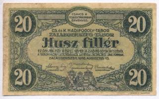 Zalaegerszeg / hadifogolytábor 1916. augusztus 15. 20f arab sorozat és sorszámmal, "MS" je...