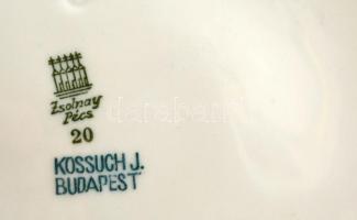 Zsolnay szószós kiöntő, matricás, jelzett, kopott, 20×11 cm