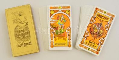 1983 Enoil Gavat tarot kártya pakli, 78+2 lap, eredeti dobozában, olasz nyelven, angol nyelvű kísérő szöveggel. Trevisio-New York, Dal Negro-U.S. Games Systems. Jó állapotban.