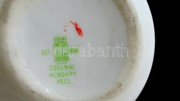 Zsolnay tejszín kiöntő, kopott, jelzett, m:3,5 cm