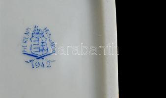 Herendi ékszertartó dobozka, kézzel festett, jelzett (koronás), kopott, 7,5×4,5 cm