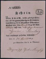 1834 A Pester Theater Zettel színházi újság éves előfizetését igazoló elismervény.