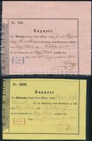 1853 Csendőr lovas és gyalogos kíséréséért kapott díj kifizetését igazoló nyugták / Gendarme receipts.