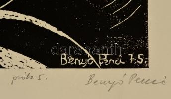 Benyó Ildikó - Penci (1946-2011): Repülés. Linó, papír. Jelzett, felcsavarva, 29×26 cm