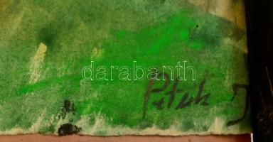 Pituk jelzéssel: Szénabálák. Akvarell, papír, üvegezett keretben 21×30 cm